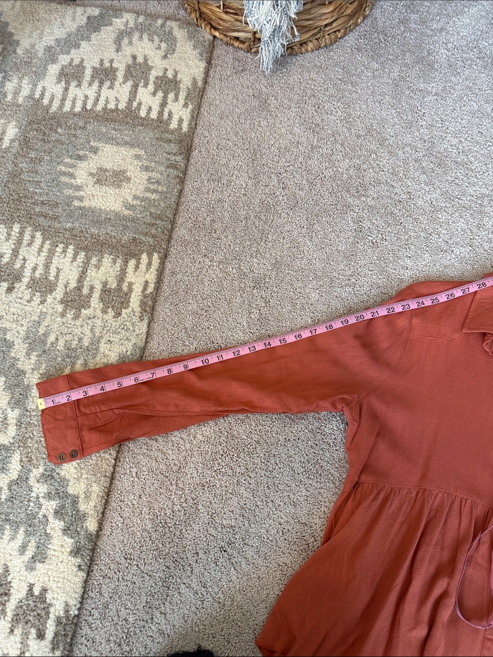 Umgee Terracotta Button-Front Peplum Shirt - Picture 13 of 13